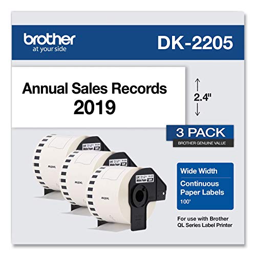 Brother Genuine, DK-22053PK Continuous Paper Label Rolls 2.4” x 100 Feet