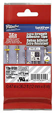 Brother TZES131 Extra Strength 1/2" Super Adhesive Black on Clear Industrial Tape