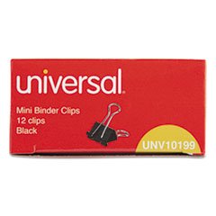 (3 Pack Value Bundle) UNV10199 Mini Binder Clips, Steel Wire, 1/4" Cap., 1/2" Wide, Black/Silver, Dozen