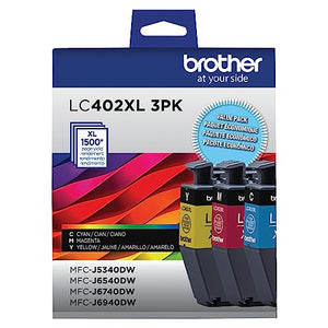 Brother Genuine LC402XL 3PK 3 Pack of High Yield Cyan, Magenta and Yellow Ink Cartridges