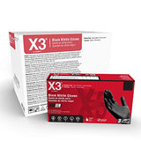 X3 Black Nitrile Disposable Industrial-Grade Gloves 3 Mil, Latex and Powder-Free, Food-Safe, Non-Sterile, Lightly-Textured
