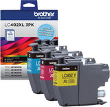 Brother Genuine LC402XL 3PK 3 Pack of High Yield Cyan, Magenta and Yellow Ink Cartridges