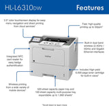 Brother HL-L6310DW Enterprise Monochrome Laser Printer with Low-Cost Printing, Wireless Networking, and Large Paper Capacity