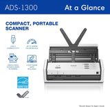 Brother ADS-1300 Compact Desktop Scanner | Scan Speeds of Up to 30ppm | Single Pass Double-Sided Scanning