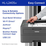 Brother HL-L2405W Wireless Compact Monochrome Laser Printer with Mobile Printing, Black & White Output