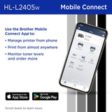 Brother HL-L2405W Wireless Compact Monochrome Laser Printer with Mobile Printing, Black & White Output