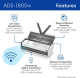 Brother ADS-1800W Wireless Compact Desktop Scanner | Scan Speeds of Up to 30ppm | 2.8" Color Touchscreen