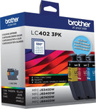 Brother Genuine LC402 3PK 3-Pack of Standard Yield Cyan, Magenta and Yellow Ink Cartridges