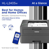 Brother HL-L2405W Wireless Compact Monochrome Laser Printer with Mobile Printing, Black & White Output