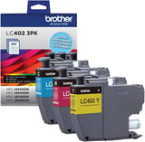 Brother Genuine LC402 3PK 3-Pack of Standard Yield Cyan, Magenta and Yellow Ink Cartridges