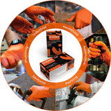GLOVEWORKS Heavy Duty Orange Nitrile Industrial Disposable Gloves, 8 Mil, Latex-Free, Raised Diamond Texture