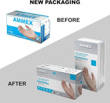 AMMEX Clear Vinyl Disposable Exam/Medical Gloves, 3 Mil, Latex/Powder-Free, Food-Safe, Smooth, Non-Sterile, Large, Box of 100