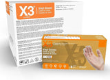 X3 Clear Vinyl Disposable Industrial Gloves, 3 Mil, Latex & Powder-Free, Food-Safe, Non-Sterile, Smooth, Medium, Case of 1000