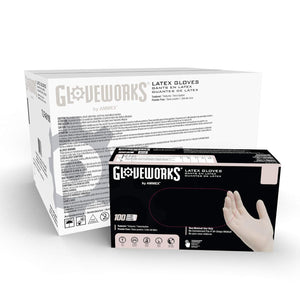 GLOVEWORKS Industrial White Latex Gloves - 4 mil, Powder Free