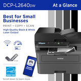 Brother DCP-L2640DW Wireless Compact Monochrome Multi-Function Laser Printer with Copy and Scan, Duplex, Mobile, Black & White