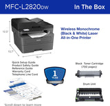 Brother MFC-L2820DW Wireless Compact Monochrome All-in-One Laser Printer with Copy, Scan and Fax, Duplex, Black & White