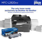 Brother MFC-L2820DW Wireless Compact Monochrome All-in-One Laser Printer with Copy, Scan and Fax, Duplex, Black & White