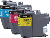 Brother Genuine LC402XL 3PK 3 Pack of High Yield Cyan, Magenta and Yellow Ink Cartridges