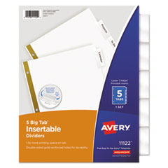 (6 Pack Value Bundle) AVE11122 WorkSaver Big Tab Dividers, Clear Tabs, 5-Tab, Letter, White