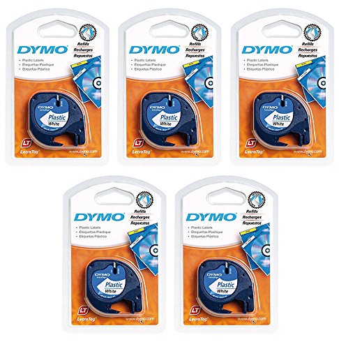 DYMO 91331 LT Plastic Tape Cassette for LetraTag Label Makers (5) Pack