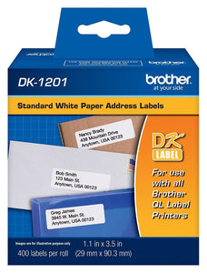 Genuine Brother DK-1201 Standard Address White Die-Cut Paper Label (400 Labels/Pkg) (5 Pack)