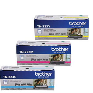Brother TN223 (TN-223) C/M/Y-3 Color Toner Set Includes (1) TN223C, (1) TN223M, (1) TN223Y