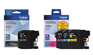 Brother High Yield Color Ink Cartridge, XL, Black/Cyan/Magenta/Yellow, Pack of 4 (LC103)