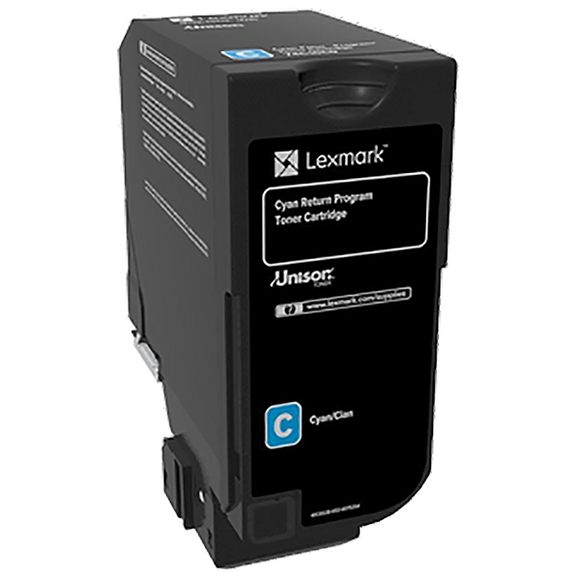 Lexmark 74C10C0 Cyan Return Program Toner Cartridge (3,000 Yield)