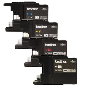 Genuine Brother LC79 (LC-79) Super High Yield Color (Bk/C/M/Y) Ink Cartridge 4-Pack (LC79Bk, LC79C, LC79M, LC79Y) for Brother MFCJ5910DW MFCJ6510DW MFCJ6710DW MFCJ6910DW