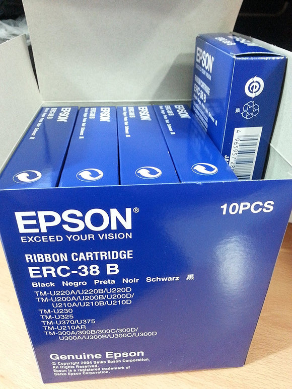 Genuine Epson ERC-38B Black Printer Ribbon Cartridges (10) pack