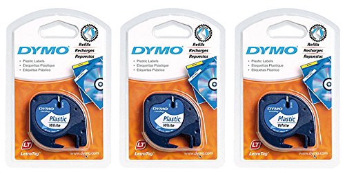 DYMO 91331 Label Tape Plastic Tape Cassette for LetraTag Label Makers (3 Pack)