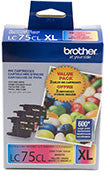 Brother LC753PKS Original C/M/Y Ink Combo Pack (3 x 600 Yield)