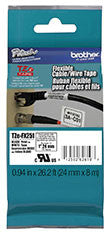 Brother TZEFX251 Flexible ID Super Adhesive Black on White 1" Industrial Tape