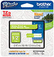 Brother TZEMQG35 Simply Stylish 1/2" White on Lime Green Tape