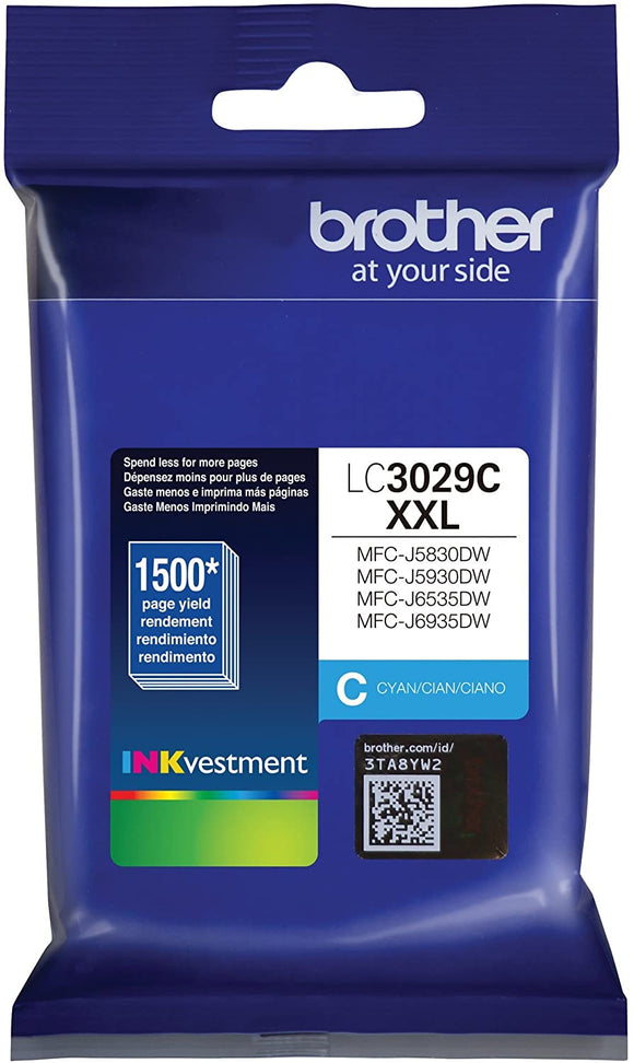 Brother LC3029C Ultra High Yield Cyan Ink Cartridge (1,500 Yield)