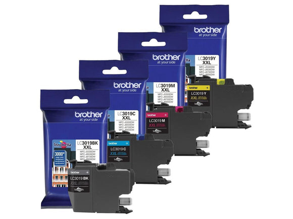 Genuine Brother LC3019 High Yield BK,C,M,Y Combo ink 4 pack