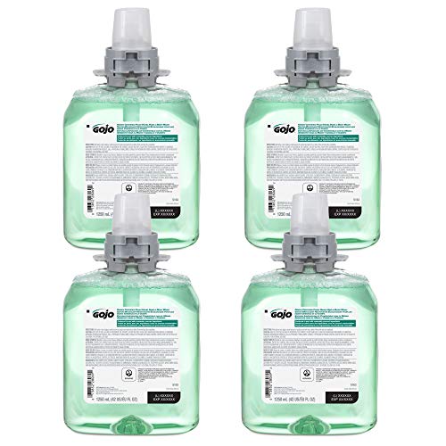 GOJO Green Certified Foam Hand, Hair & Body Wash, Cucumber Melon Scent, 1250 mL Refill for GOJO FMX-12 Push-Style Dispenser (Pack of 4) - 5163-04