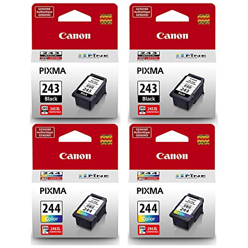 Canon PG-243 Black, CL-244 Color (4) Pack for Canon PIXMA Printers