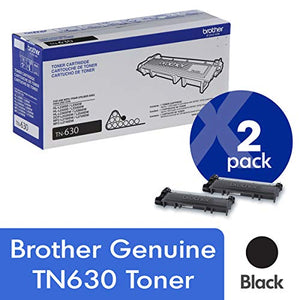 Brother Genuine TN630 2-Pack Standard Yield Black Toner Cartridge with Approximately 1,200 Page Yield/Cartridge