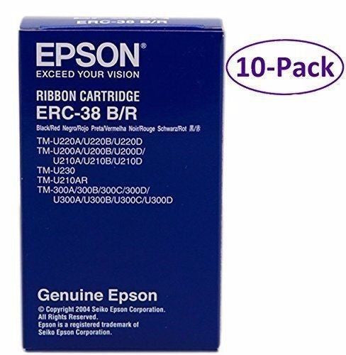 Genuine Epson ERC-38BR 10-Pack Color Cartridge Black, Red Dot Matrix
